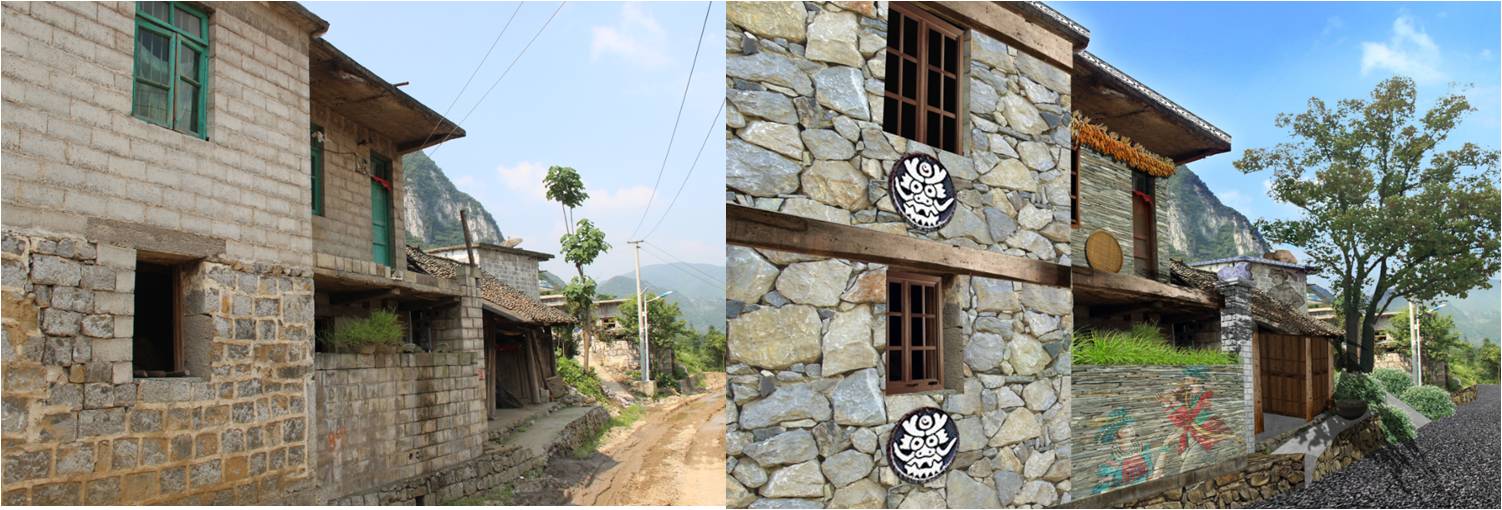 假山仿木墙体外立面图片