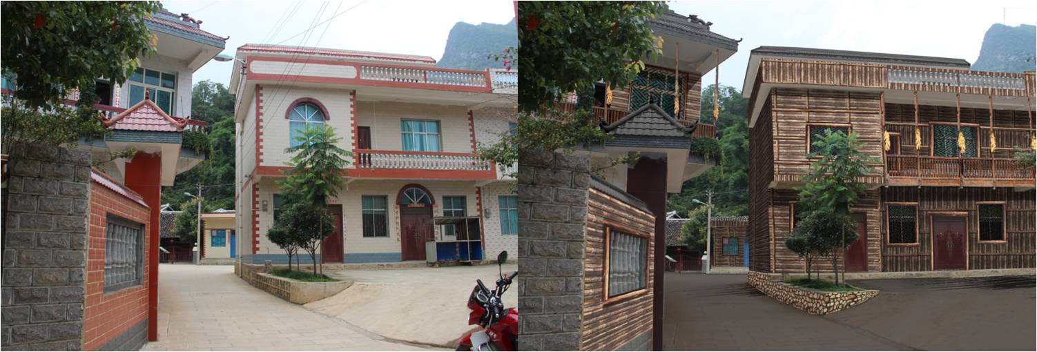 外立面装设图片-假山仿木图片